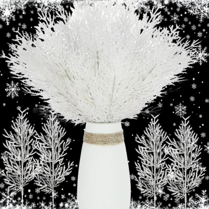 Christmas Wreath Fake - Рождественские белые искусственные сосновые иглы, ветки,