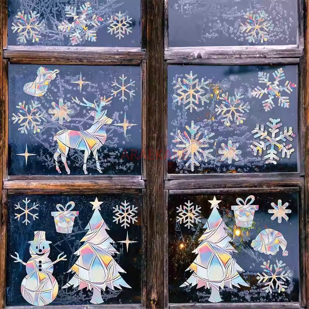 Snowflake Window Decal - 2 комплекта рождественских электростатических наклеек на