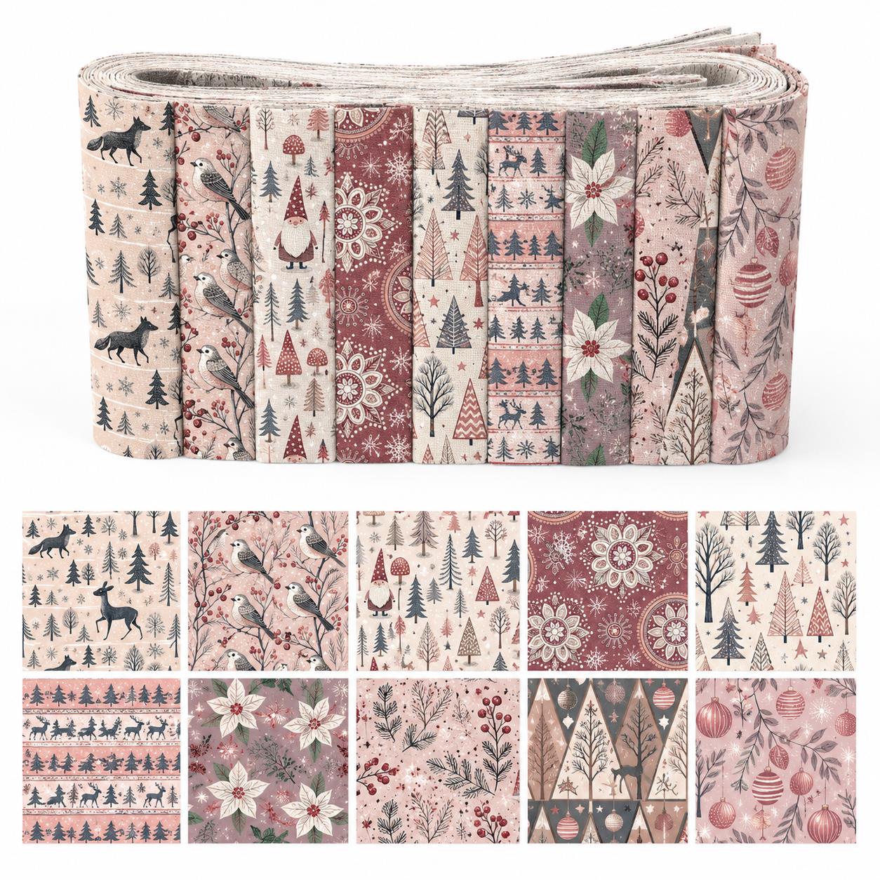 Christmas Table Runner - 10 шт. тканевых полосок с рождественским