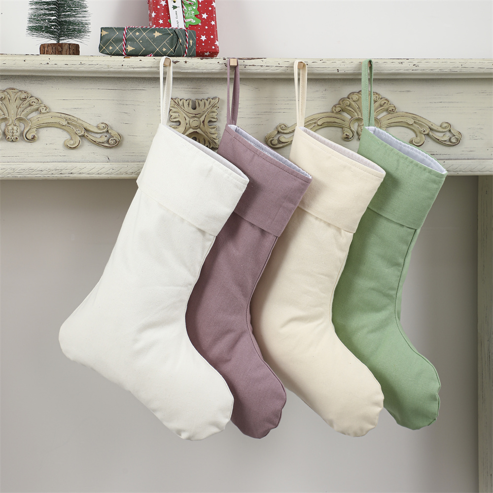 Christmas Stocking Hanging - Льняная рождественская носочка-гамак для украшения дома,